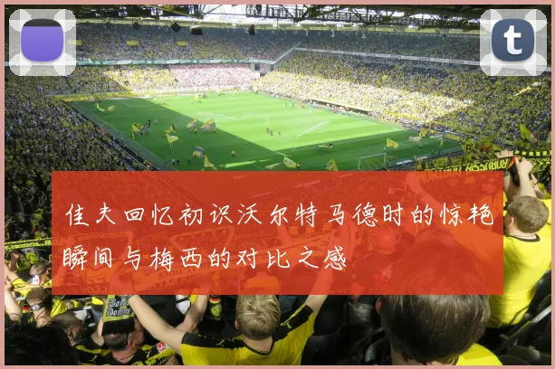 佳夫回忆初识沃尔特马德时的惊艳瞬间与梅西的对比之感